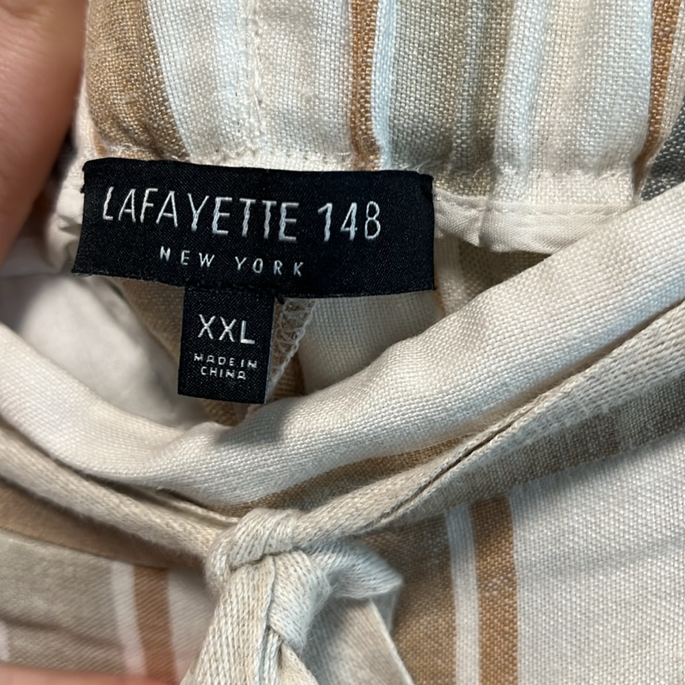 LAFAYETTE 148 NY Columbus Striped Wide-Leg Linen Pants, Multi-Color, Size XXL - Picture 10 of 11